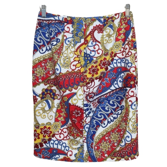 TALBOTS Vibrant Paisley Print Lined Skirt in Red/Gold Size 10 — GORGEOUS!!! - Picture 3 of 6